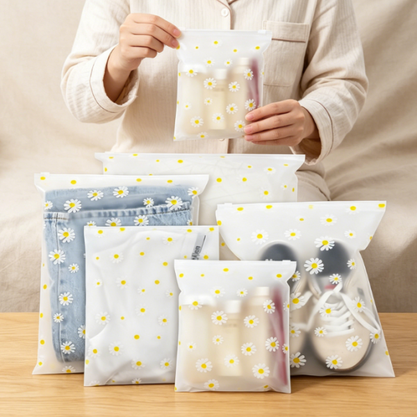 Transparent Resealable Zipper Bags (5 Sizes) - Luggage, Clothing, Towels, and Shoes Storage