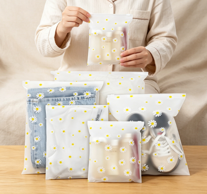 Transparent Resealable Zipper Bags (5 Sizes) - Luggage, Clothing, Towels, and Shoes Storage