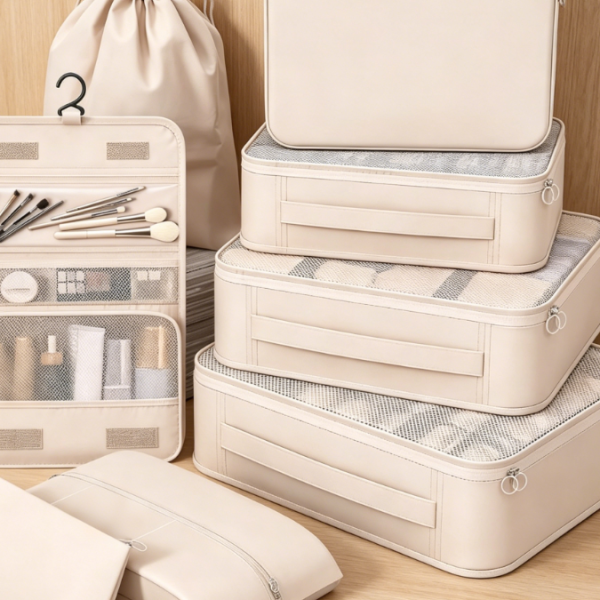 8-Piece Nylon Travel Organizer Set (Includes shoe bag and hanging toiletry bag) - Suitable for cruise ships, airplanes, and camping.