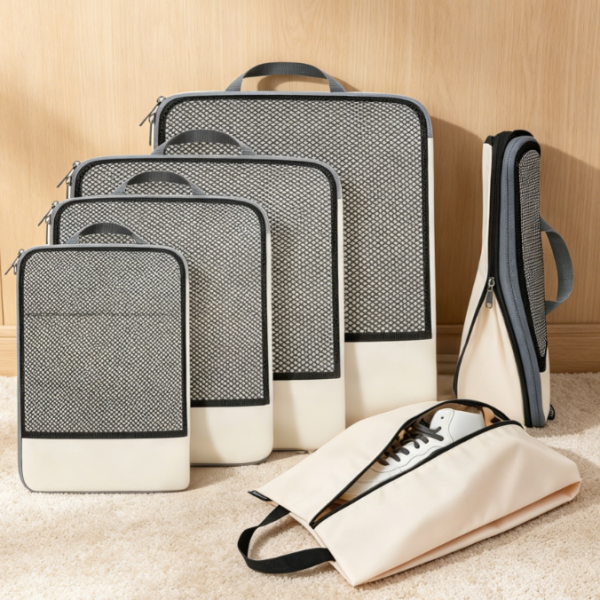 4/6/8-Piece Nylon Compression Organizer Set - Semi-mesh expandable organizer - Travel accessory.