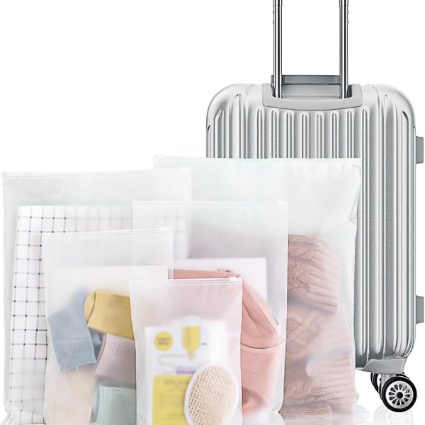 Frosted Zipper Resealable Bags (5 Sizes) - Luggage, Clothing, Shoes, and Cosmetics Storage