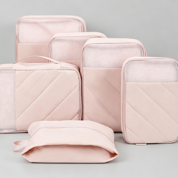 6-Piece Nylon Organizer Set (Includes shoe bag) - Lightweight and durable luggage organizer - Travel essential.