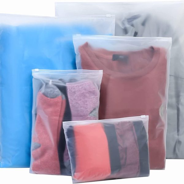Frosted Waterproof Zipper Bags - Resealable - Clothing, Shoes, and Cosmetics Storage