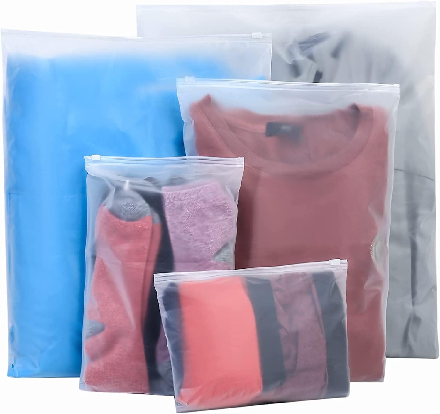 Frosted Waterproof Zipper Bags - Resealable - Clothing, Shoes, and Cosmetics Storage