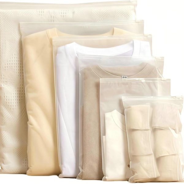 Waterproof Clothing Zipper Bags - Frosted Material - 5 Sizes - Toiletries Storage