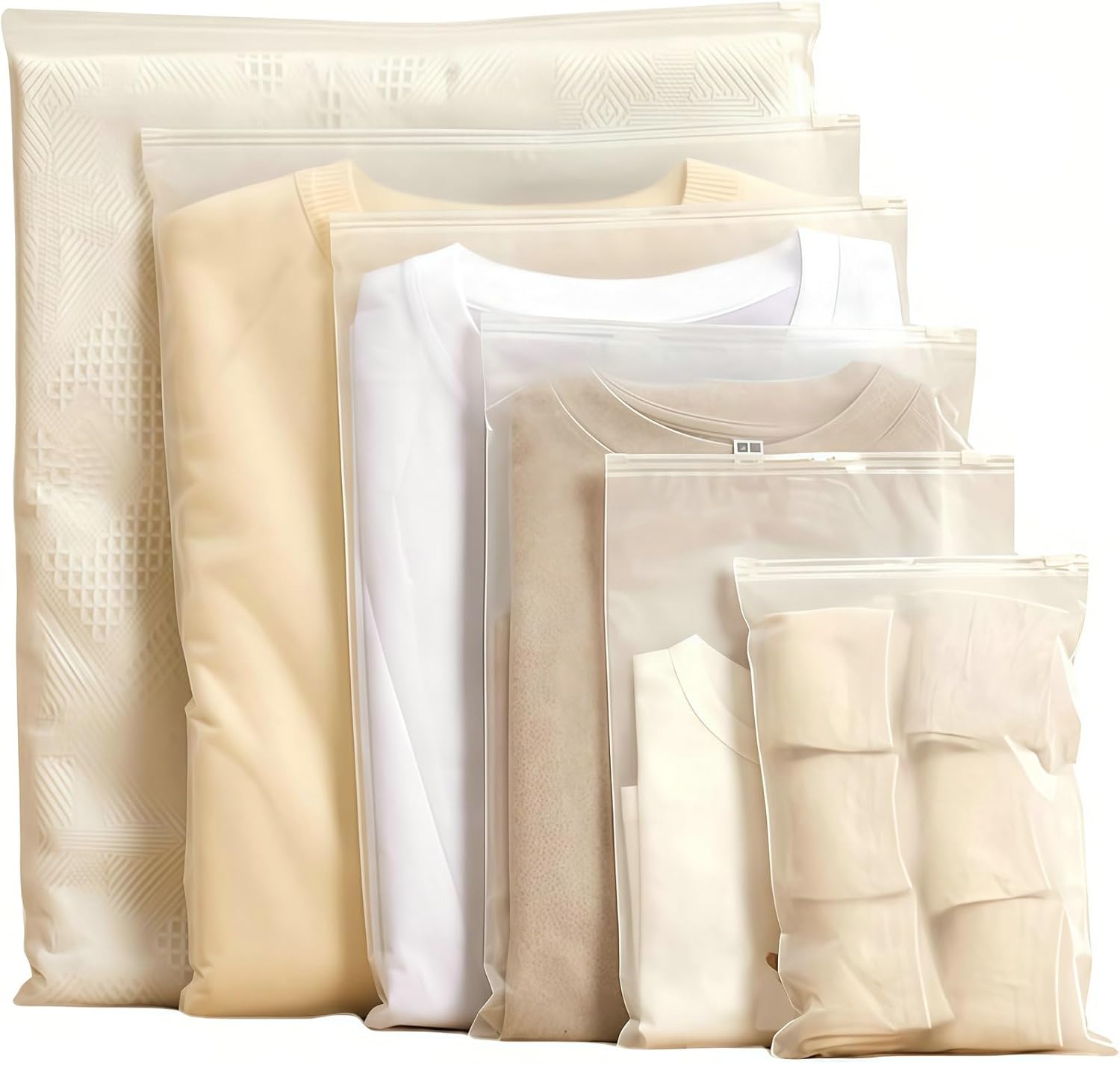 Waterproof Clothing Zipper Bags - Frosted Material - 5 Sizes - Toiletries Storage