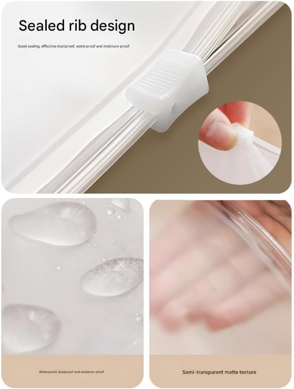 Plastic Divider Bags (20 pieces), Frosted Zipper Bags, with Ventilation Holes, 4 Sizes. Suitable for clothing, shoes, cosmetics, jewelry, and travel storage. - Image 2