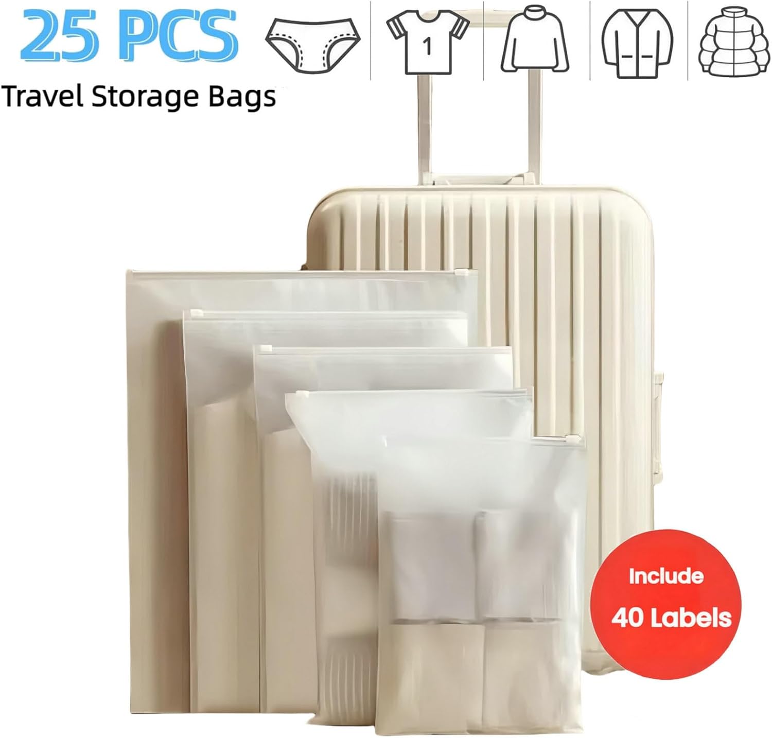 Waterproof Clothing Zipper Bags - Frosted Material - 5 Sizes - Toiletries Storage - Image 2