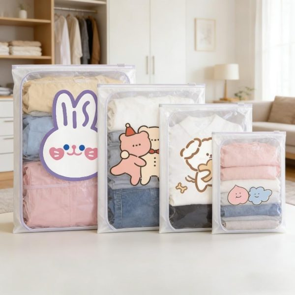 20-Piece Plastic Storage Bags, 4 Mil Thickened, Multiple Sizes, Frosted Zipper Bags, Travel and Home Storage, Space Saving