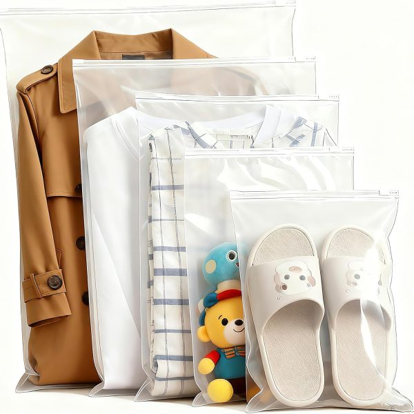 Transparent Frosted Clothing Bags (5 Sizes) - With Ventilation Holes - Shirt, Underwear, and Swimwear Storage