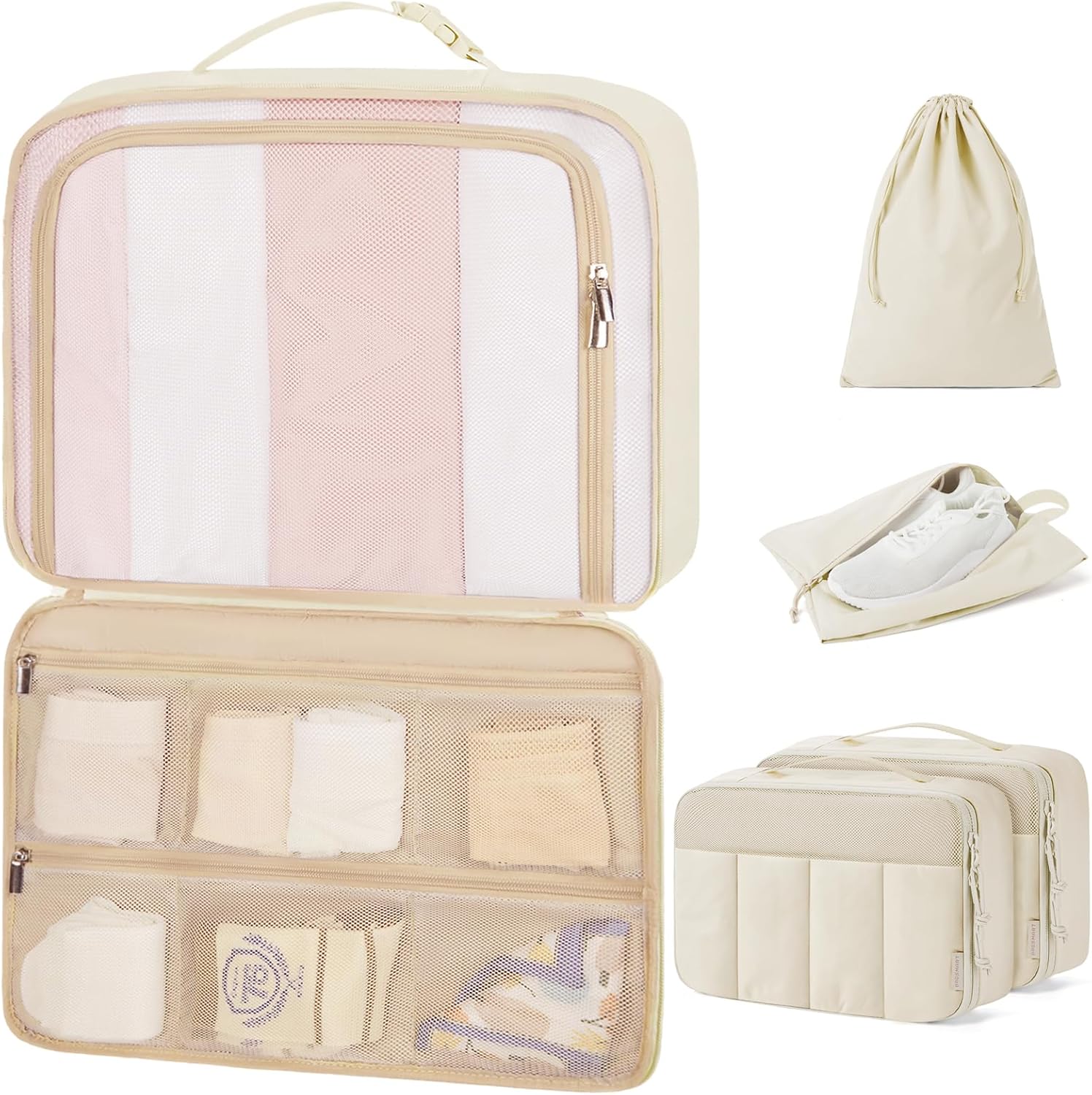 4/5/6-Piece Nylon Compression Organizer Set Lightweight Luggage Organizer Set - Summer Travel Essentials