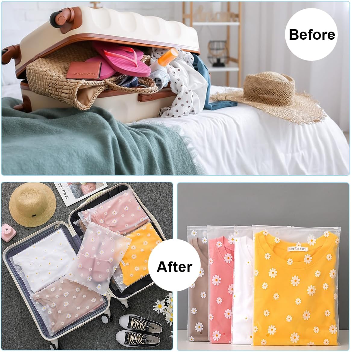 Transparent Resealable Zipper Bags (5 Sizes) - Luggage, Clothing, Towels, and Shoes Storage - Image 2