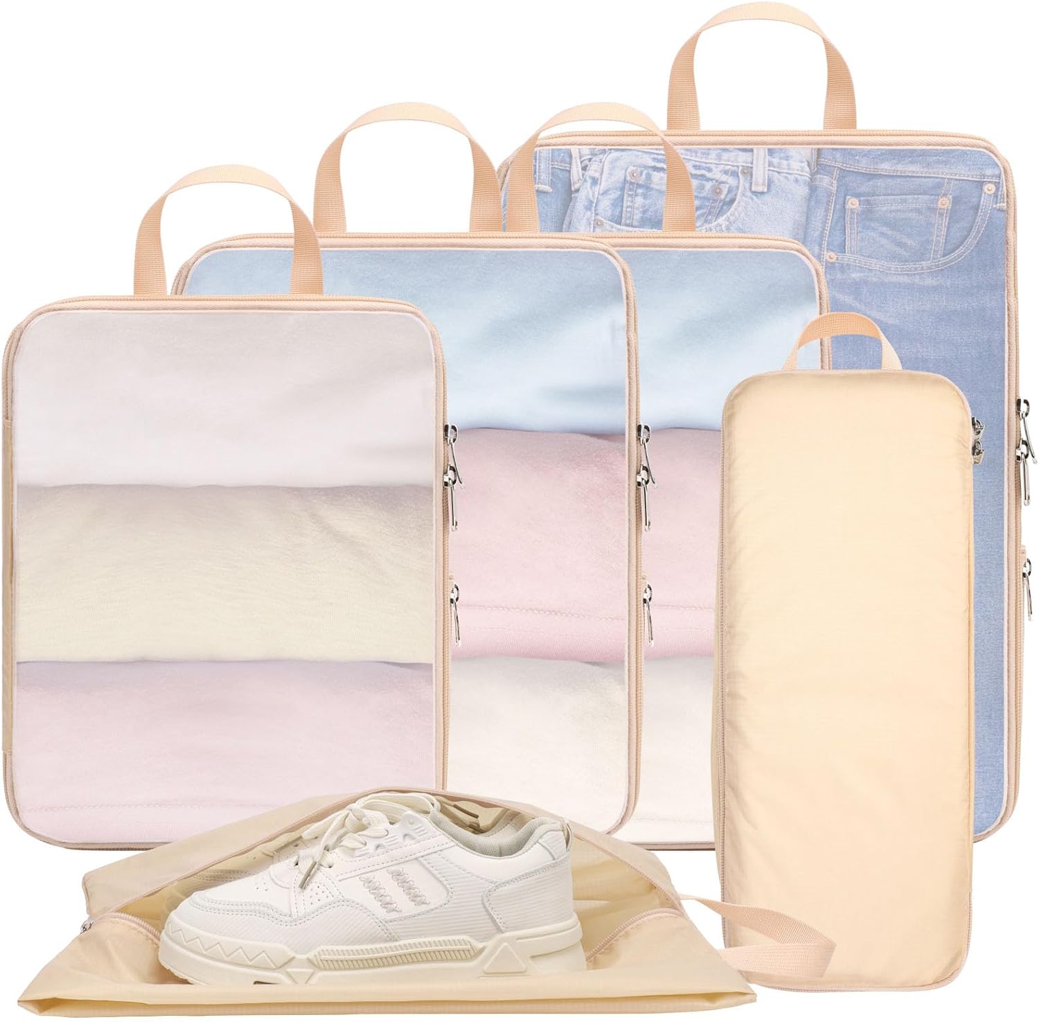 Nylon Compression Storage Bag - Lightweight Expandable Luggage Organizer - Space-Saving - Suitable for Carry-on Luggage