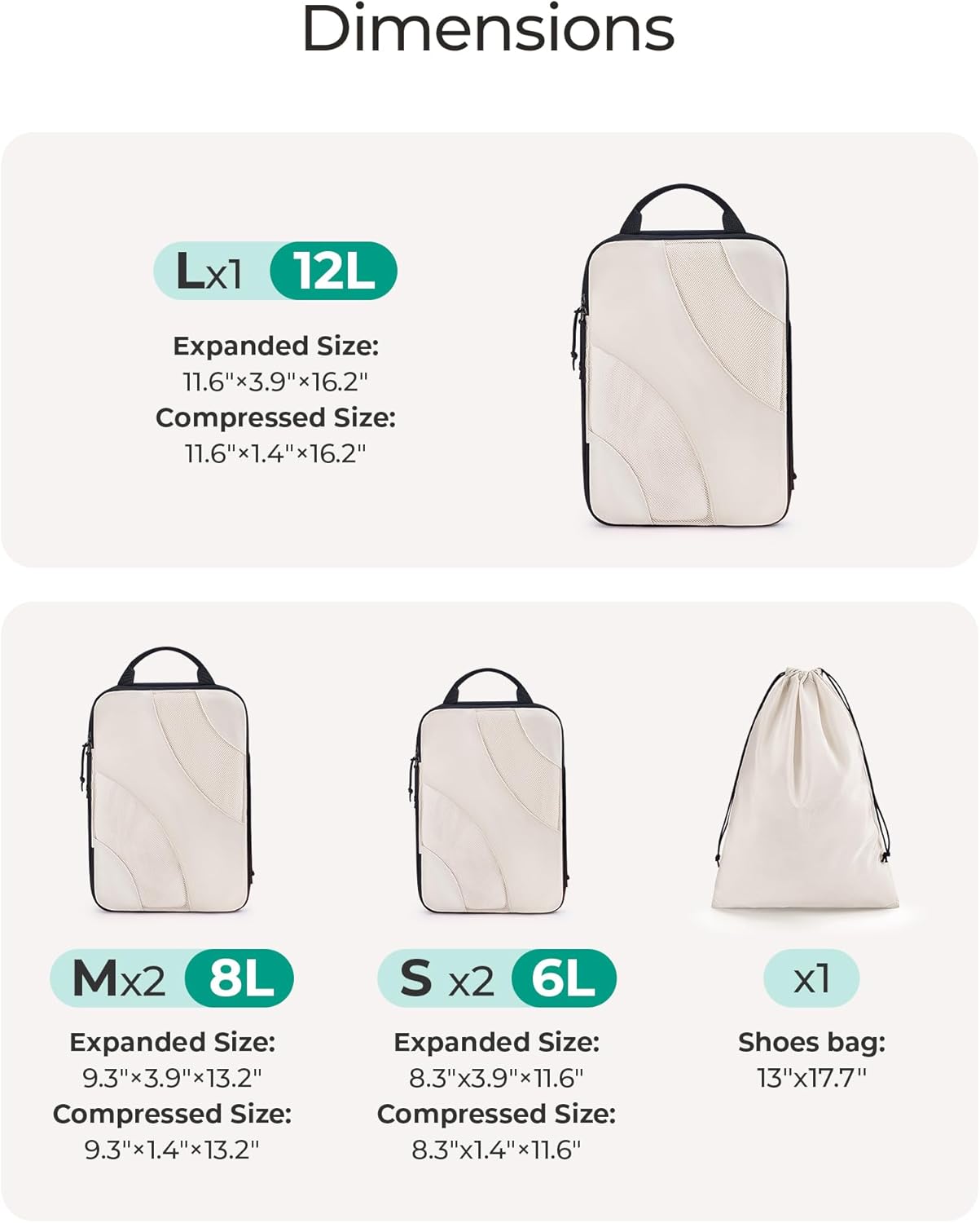 2/4/6-Piece Nylon Compression Bag Set - Lightweight Packing Organizer for Carry-on Luggage - Image 2
