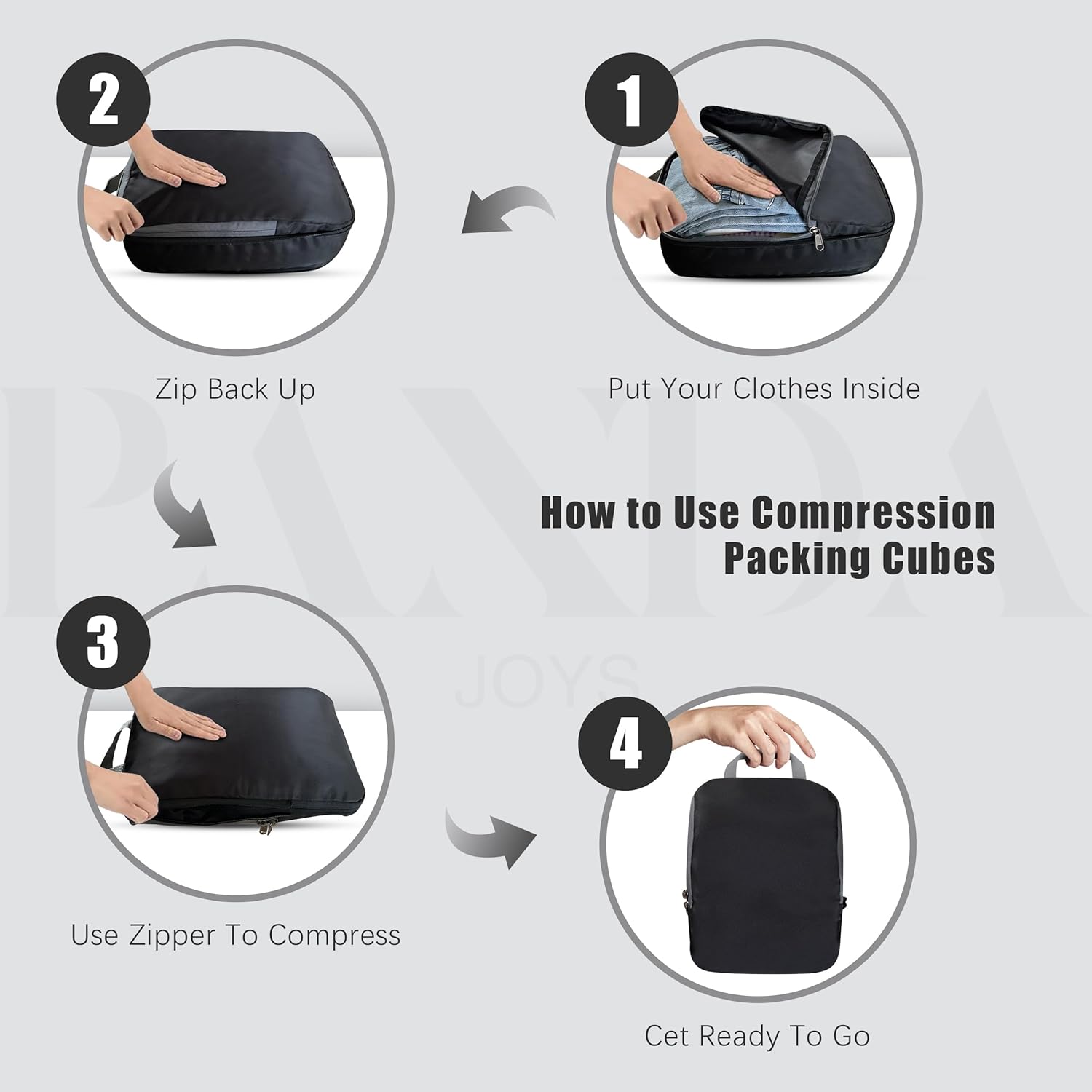 4-piece Nylon Compression Pack Set, Expandable Carry-on Luggage Organizer, Travel Accessory - Image 2