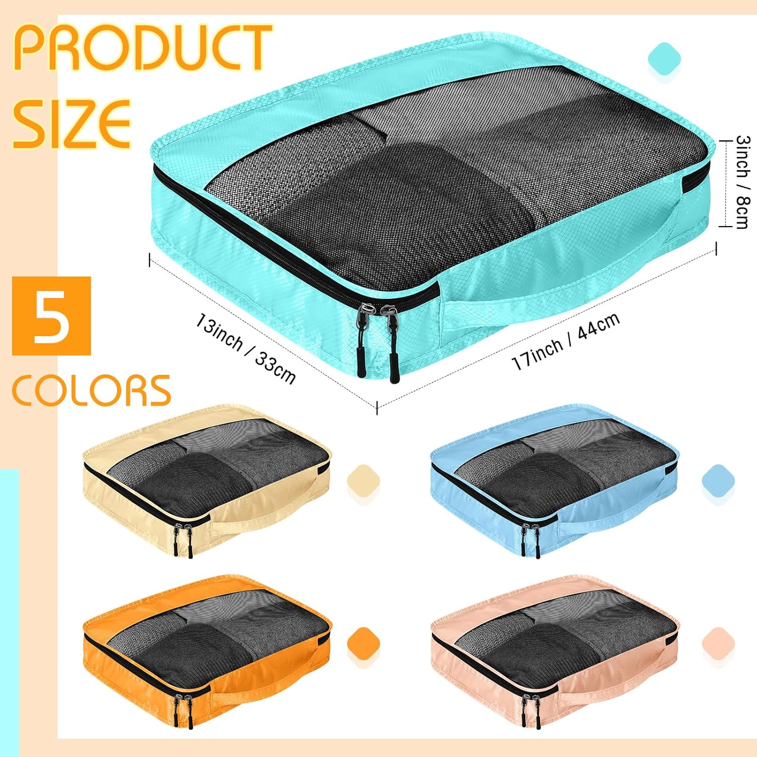 5-Piece Nylon Compression Bag Set - Large Capacity (Large Size) - Luggage, Clothing & Accessory Organizer - Image 2