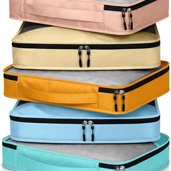 5-Piece Nylon Compression Bag Set - Large Capacity (Large Size) - Luggage, Clothing & Accessory Organizer