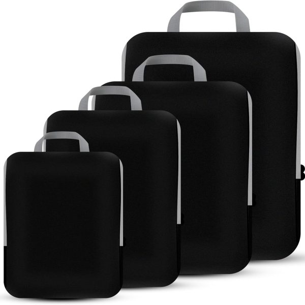 4-piece Nylon Compression Pack Set, Expandable Carry-on Luggage Organizer, Travel Accessory