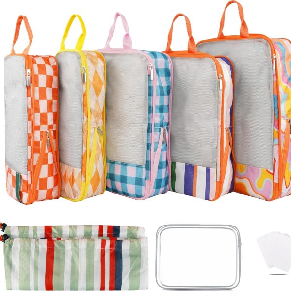 7-Piece Nylon Compression Bag Set - Lightweight Luggage Organizer & Travel Essential for Carry-on Luggage