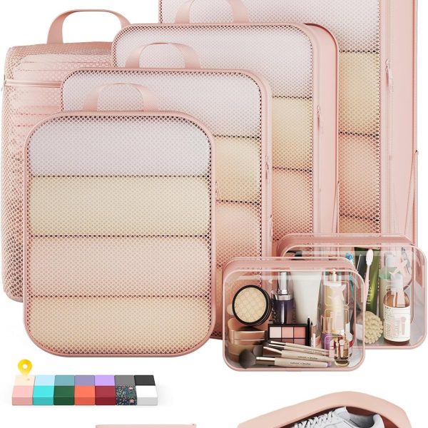 9/11-piece Nylon Compression Pack Set, Expandable Luggage Organizer with Toiletries Bag, Travel Essential